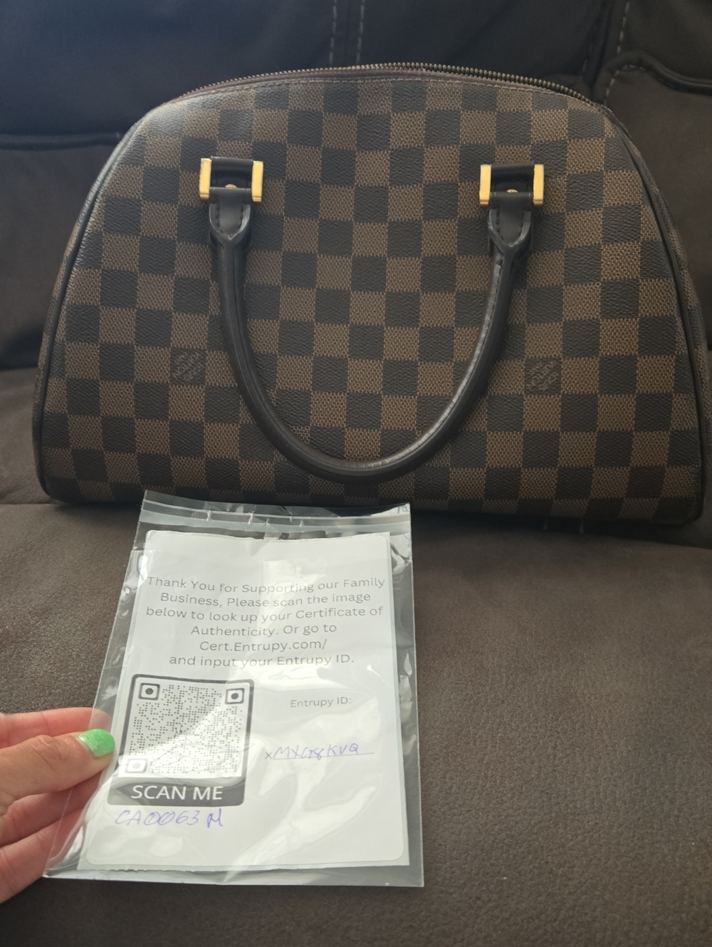 Luxury Louis Vuitton Brown Checkered Dome Satchel Handbag